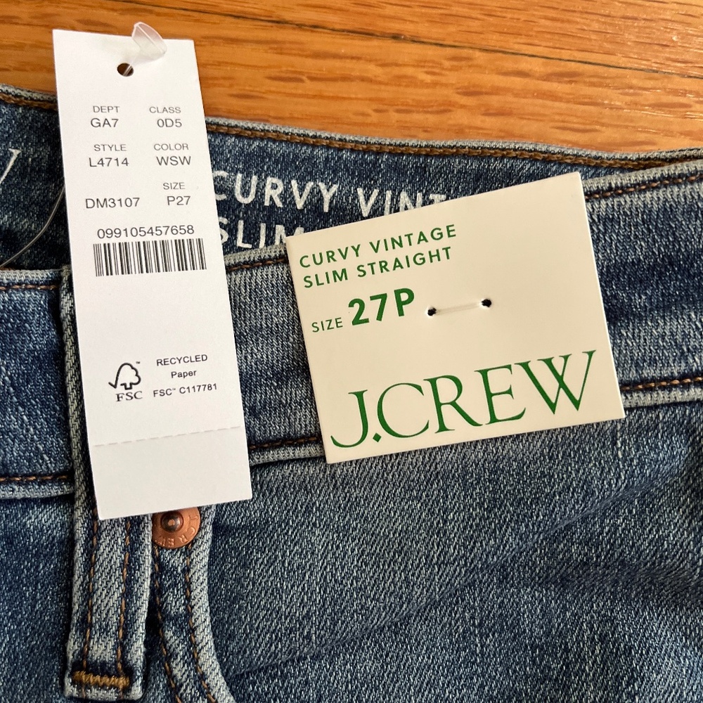 J Crew Curvy Vintage Slim Straight Petite Jeans